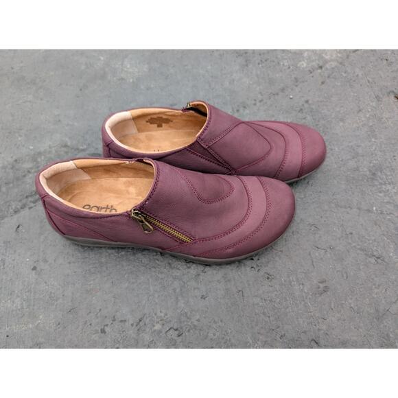 Earth Women's Farraday Slip On Flats Sz 8 Eggplant Nubuck Suede Comfort Zipper - Picture 1 of 6